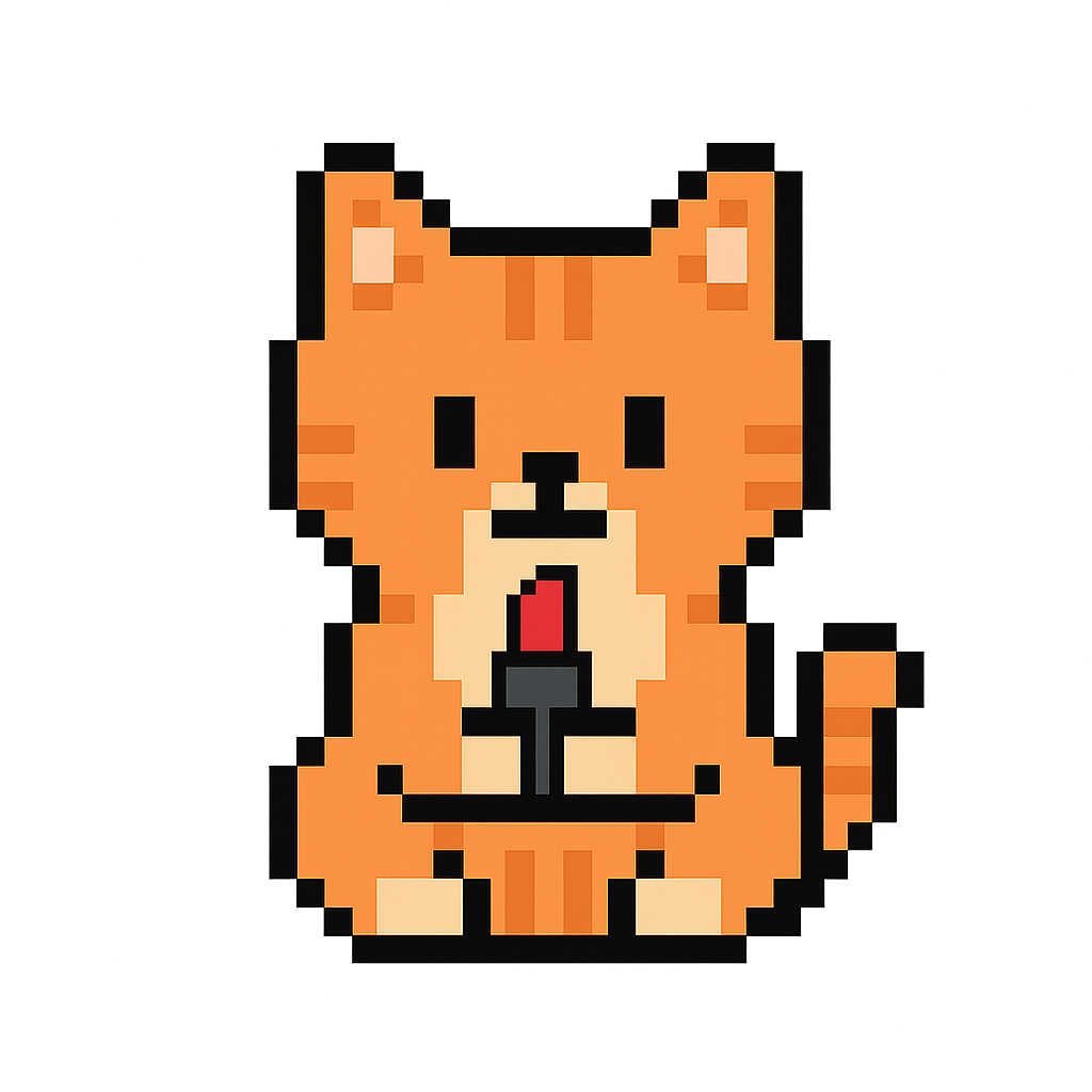 BetterShelf logo - pixel art kočka s rtěnkou