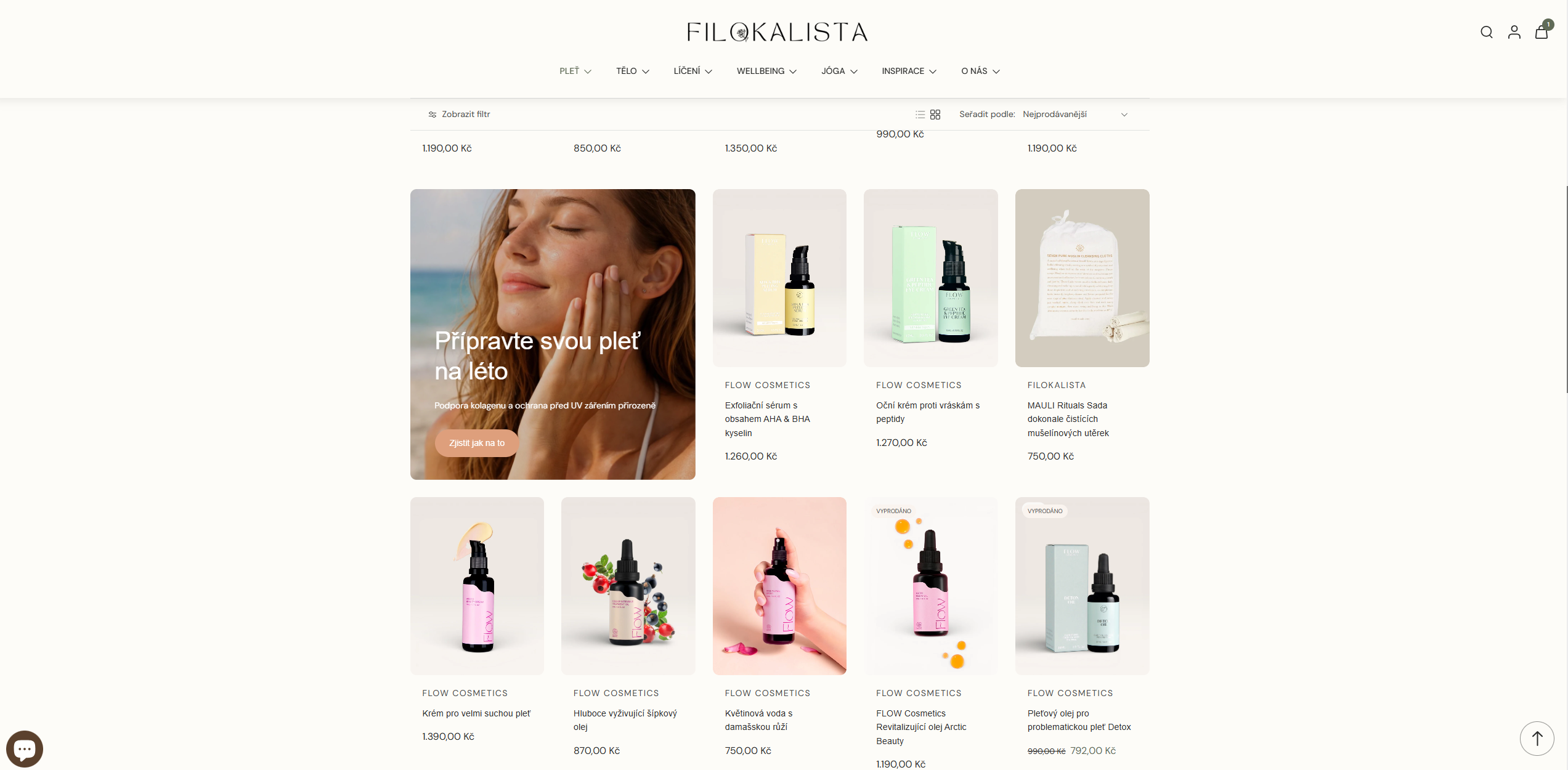 Makeup collection with product grid