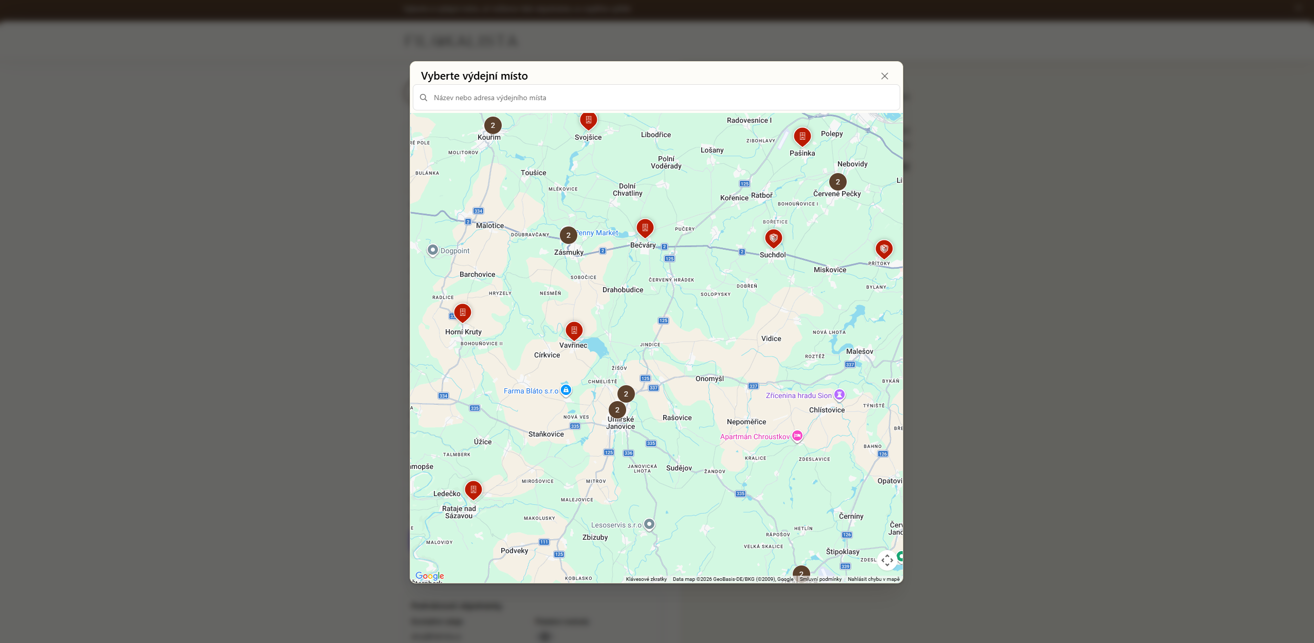 Pickup point map in checkout