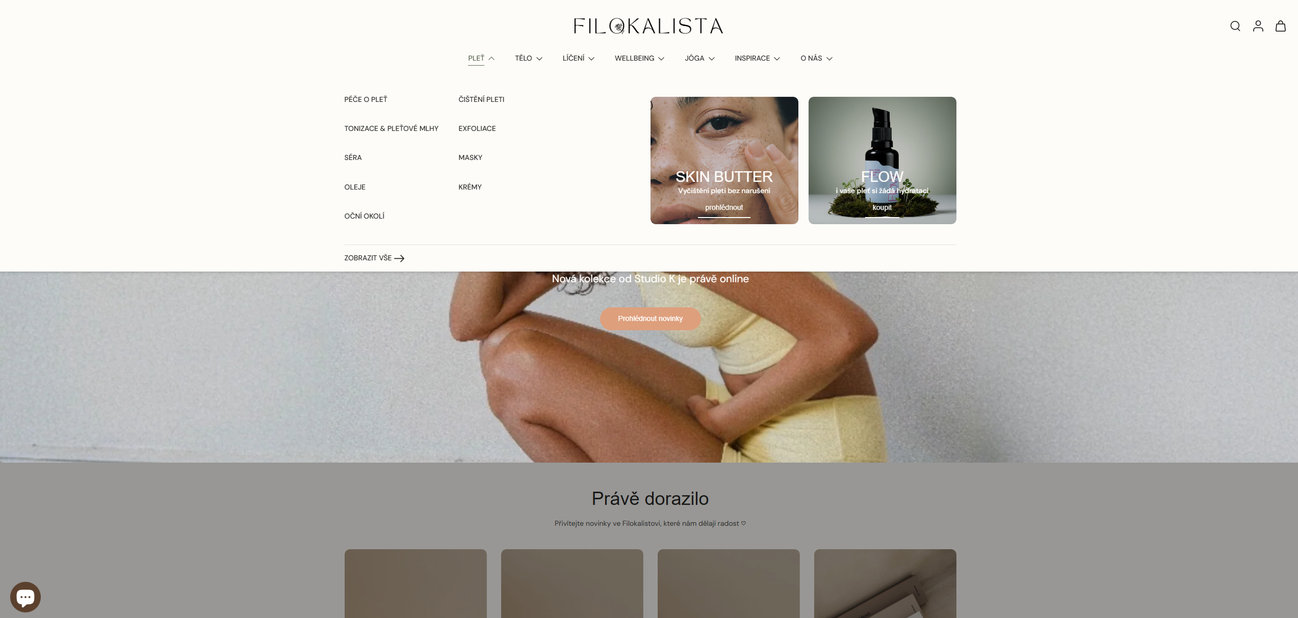Mega menu with categories and hero banner