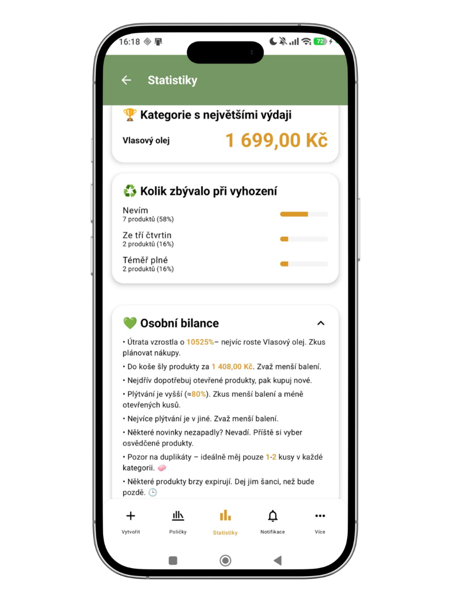 Statistiky a osobní bilance